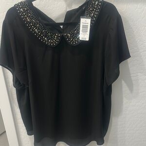 Torrid Black Embellished Peter Pan Collar Blouse